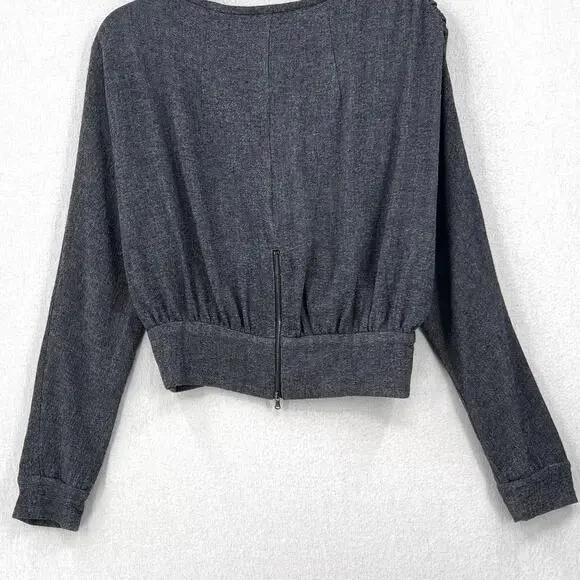 RACHEL COMEY Frances Top Womens 2 Navy Clarion Textured Wrap Long Sleeve Blouse - Picture 9 of 16